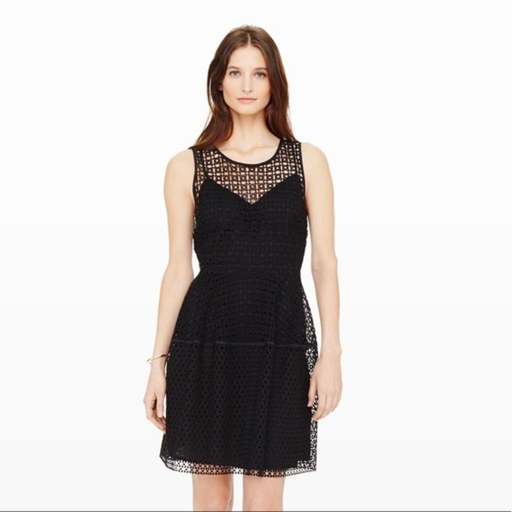 CLUB MONACO Willough Black Eyelet Fit & Flare Dress - Size 2